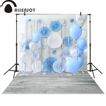 Allenjoy fotografie pozadie modrý balón Origami kvetina drevená podlaha photocall fotografické photo studio photobooth