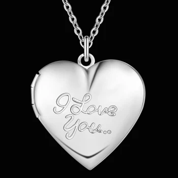 Veľkoobchodná Cena Striebornú Farbu Milujem ťa Medailón Srdce Prívesok Náhrdelník Módne Romantického Valentína Darček Šperky