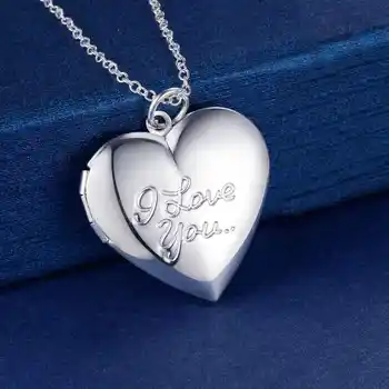 Veľkoobchodná Cena Striebornú Farbu Milujem ťa Medailón Srdce Prívesok Náhrdelník Módne Romantického Valentína Darček Šperky