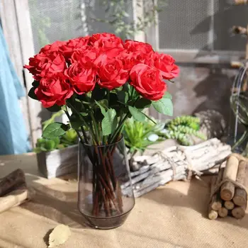 Hodváb Umelé Ruže Kvet Svadobné Strane Kvetinové Kytice Skutočný Dotyk Home Office Záhradná Dekorácia Umelé Kvety, Ruže