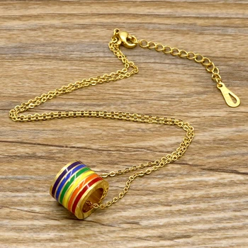 Luxusné Módne Šperky Mužov Rainbow Náhrdelník Prívesok Pre Ženy Nehrdzavejúcej Ocele Choker Gay a Lesbické LGBT Pride Šperky Sprievod