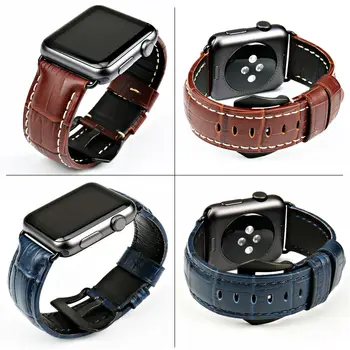 MAIKES Nové modré originálne kožené hodinky pásmo pre Apple hodinky remienok 42mm 38mm hodinky iwatch príslušenstvo hodinky pás watchband