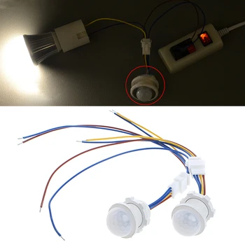 2 x 25 mm LED PIR Detektor Infračervený Snímač Pohybu Prepínač w/Časové Oneskorenie Nastaviteľné