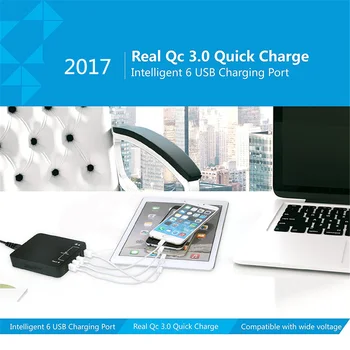 Rýchle Nabíjanie QC 3.0 5-Port USB Nabíjačka+Typ C Porty USB Wall Rýchlo Nabíjačka, Napájací Adaptér pre Samsung/Xiao/iPhone/huawei/LG/Sony