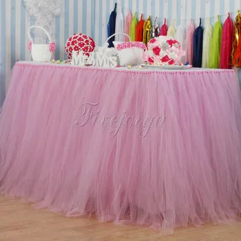 10Pcs/veľa Ružová Tylu Tutu Tabuľka Sukne 100 cm x 80 cm, Svadobný Stôl Sukne pre Udalosť Strany Baby Sprcha Dekorácie