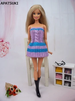 Bábika Príslušenstvo Knitwear Fialová Off-Ramenné Šaty, Oblečenie Pre Bábiky Barbie Jeden Kus oblečenia Vestidos Pre 1/6 BJD Bábika