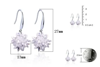 2016 nový príchod kvalitnú módu ľadový kvet 925 sterling silver drop náušnice, šperky, darčekové propagačné