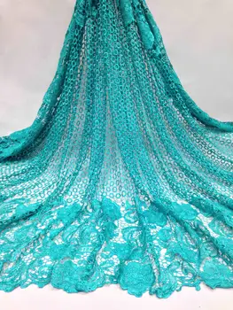 Africké swiss voile čipky vysokej kvality Sivozelená Farba svadobné čipky Afriky Textílie 5 Metrov, Bavlna Švajčiarskej Čipky Voile