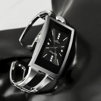 Muži Sledovať Obdĺžnik Dial Hodinky XIRHUA Značka Crystal Black Fashion Hodinky z Nerezovej Ocele Náramok Náramkové hodinky relogio masculino