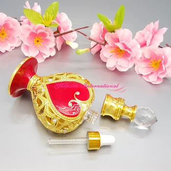 12ml Stredného východu Vintage Fľaša Srdce Tvar s Luxusné Kolo Sparkler Crystal na Spp,Sklo Stick Parfum Fľaše