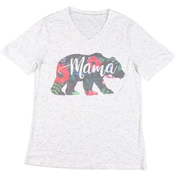 48 hodinové dodanie, 2018 Letné T-Shirt Ženy Mama List Tlač Tričko Krátky Bežné Tees tvaru Krátky Rukáv Ženy Biele Topy