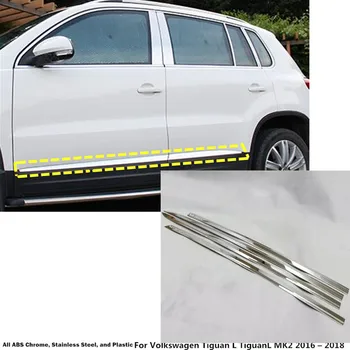 Nerezové oceľové Vedľajšie Dvere Tela sklon Pásu Liatie Prúd lampy panel nárazníka 4pcs Pre Volkswagen Tiguan L TiguanL MK2 2016-2018
