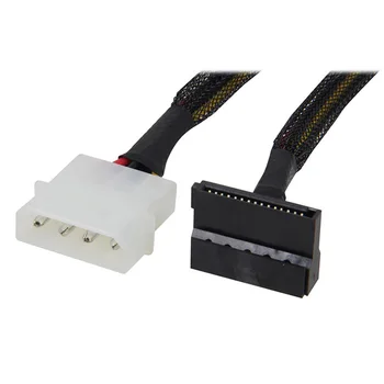 12inch Molex 4-pin Male na 2 x Napájania SATA 15-pin 90-Stupeň Splitter Kábel w/Black Rukávy,ATX12V/5V & Pevného Disku HDD/SSD