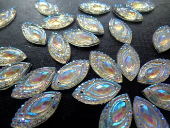 Voľné korálikov, drahých kameňov, Clear AB farba crystal 9*18 mm Navette tvar Šiť Na živice Drahokamu Flatback kameň 100ks/veľa