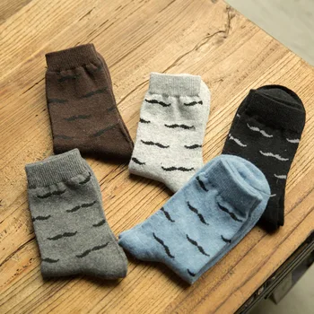 10 ks= 5 párov králik vlnené ponožky Osobnosti vzor mužskej brady ponožky nové jeseň/v zime teplé mužov ponožky