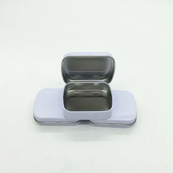 Mint malej plechovej krabici obdĺžnik, biely tin darčeka tesnenie obyčajný cínu s záves 58X45X15mm 100ks/veľa