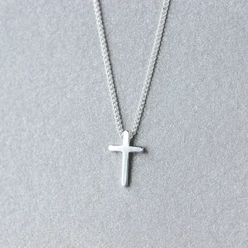 (Tak Malé/pásov plechový KRÍŽ) Reálne. 925 Sterling Silver LEŠTENÝ Kríž náboženstvo Náhrdelník Prívesok kríž, Prívesky, Šperky GTLX1255