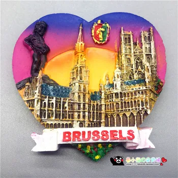 Belgicko Turistický Suvenír, Magnety na Chladničku Grand-Place v Bruseli Cirkvi Manneken Pis Ručne vyrobené Živicové Chladnička Magnetické Nálepky