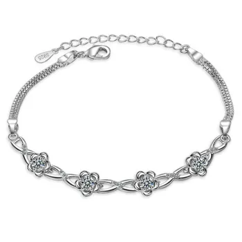 Nádherné Nové Módne Sladké Populárne 925 Sterling Silver Šperky Crystal Malé Čerstvé Kvety Žena Krásne Náramky SB91