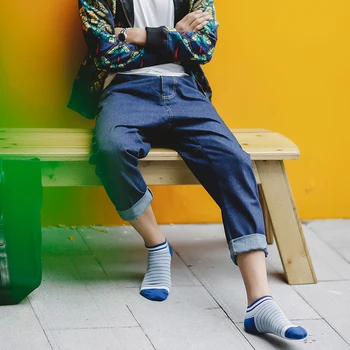 [COSPLACOOL]Candy farby mužov ponožky kórejský jar/leto módne bežné mužské Sokken hrubé prúžky prúžok bavlna calcetines hombre