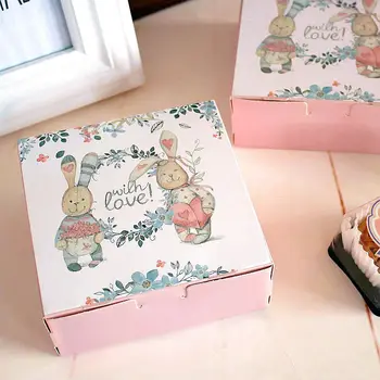 30PCS Roztomilý Králik s Láskou Svadobný Dar Box pre Hostí Potravín Kartón Papiera Boxy Mooncake Box Cookie Chocolate Cake Box Balenie