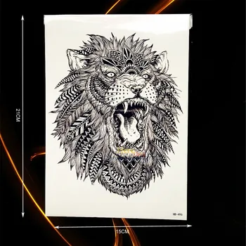 Veľké Zviera Arm Tattoo Indický Kráľ Lev Hlavou Dizajn Vodotesné Dočasné Tetovanie Nálepky Mužov Telo Späť Art Tetovanie Rukáv HHB-496