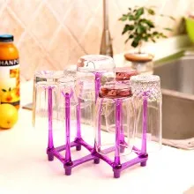 Farebné sklenené fľaše rack domácnosti prenosný úložný stojan pohár vody skladovanie 22*22*32.2 cm