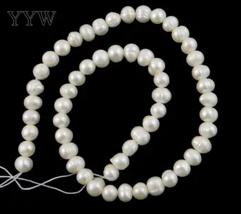 Vysoko Kvalitné 6-7mm Prírodné Sladkovodné Perly Korálky white Pearl Kolo Voľné Korálky Pre DIY Náhrdelník Bracelat Šperky Robiť