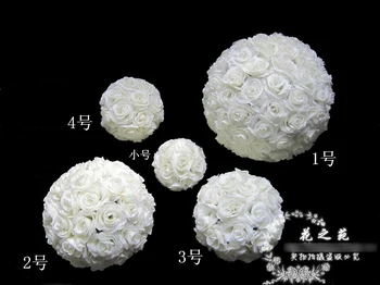 EMS doprava Zadarmo 30 cm*12 ks Biely bozkávanie loptu umelého hodvábu ruže kvet ples svadobné dekorácie