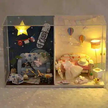 Diy Bábika Dom nábytku, dom pre bábiky 3D Puzzle Model Hračka miniatúrny domček pre bábiky Edukačné Hračky tvorivé Vianočné Darčeky