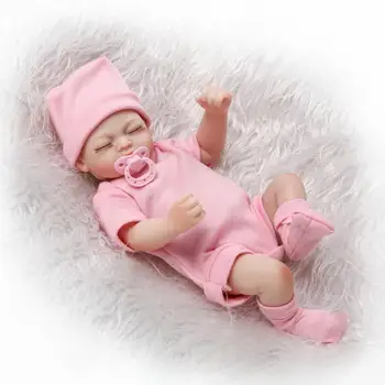 28 cm Roztomilé Mäkké Silikónové Realisticky Hračka Mini Novonarodené Bábätká Spací s Oblečením Silikónové Reborn Bábiky Baby s Cumlík