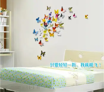 3D Kartón Motýľ Tapety, PVC Nepremokavé Dekoračné Samolepky na Stenu