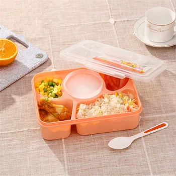 2017 Nové Päť mriežky Plastové Môže Mikrovlnná Lunch Box Muž, Žena, Dieťa Jednoduché Roztomilý Vonkajšie Piknik Školy Prenosné Lunch Box veľkoobchod