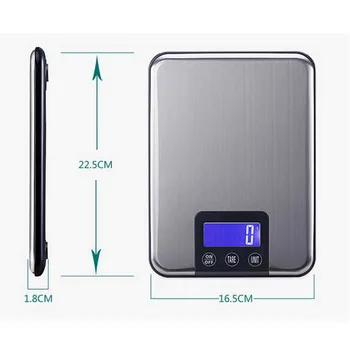15 KG presnosť 1g Digitálna Kuchynská váha 15 kg Big Diétu Hmotnosti Balance Slim Nerezovej Ocele Elektronické Váhy váženie rozsahu