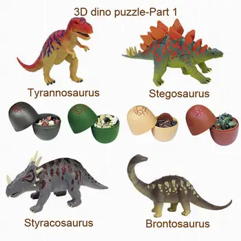 UKENN 4pcs 3D puzzle dinosaury vajcia 0366S-1 plastové puzzle vzdelávacie hračka stavebné súpravy 3d puzzle