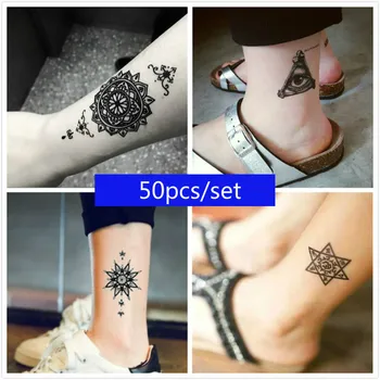 50pcs/Set Black Henna Dočasné Tetovanie Nálepky Zmesi Vzory pre Sexy Ženy, Body Art Falošné Tetovanie