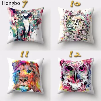 Hongbo 1 Ks Vták Tiger, Slon Elk Fox Vankúš Vankúš Pre Auto Gauč Domova Dekorácie Polyester Peach Skin