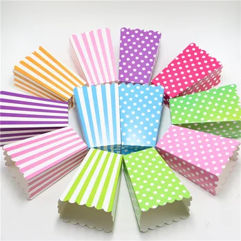 12pcs/veľa farebné pruhy Popcorn Box papierové krabice na party dekorácie baby happy birthday party dodávky prospech baby sprcha CP082