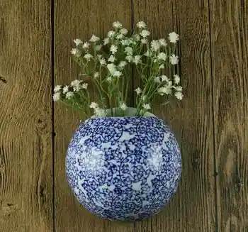 Metope Keramické Dekoračné Steny Vázy Závesné Kvetinové Nádoby Modré a Biele Porcelánové Z Jingdezhen Keramiky