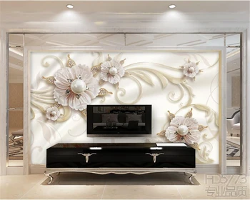 Beibehang 3D Stenu papier Krásne Európskej reliéfne Vzory Šperky Kvety, TV joj, Obývacej Izby, Spálne, Foto tapety