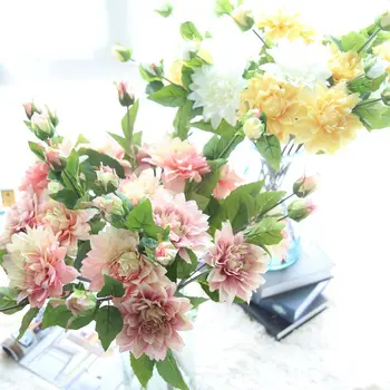 Umelý Kvet Hodvábnej kvetinové svadobné kytice ruží dahlias Umelé kvety patria živé falošný list svadobné kvetinové svadobné bouqu