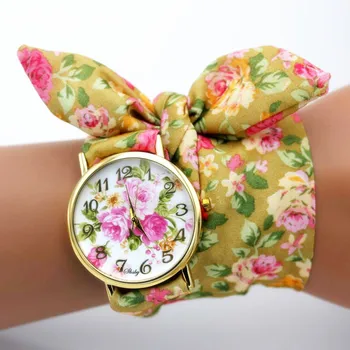 Shsby dizajn značky Dámy kvet handričkou náramkové hodinky módne ženy šaty sledovať vysoko kvalitnej tkaniny sledovať sladkých dievčat, Náramok hodiniek