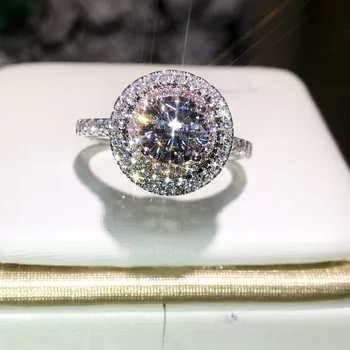 CC Vintage S925 Strieborné Prstene Pre Ženy Elegantný Prsteň Ružové Kolo Kameň Svadobné Svadobné Šperky, Zásnubné Anillos Príslušenstvo CC593