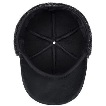 Fibonacciho Vysoko kvalitné pánske zimné klobúk teplé ochranu sluchu plus velvet hrubé stredného veku starších kožené baseball cap