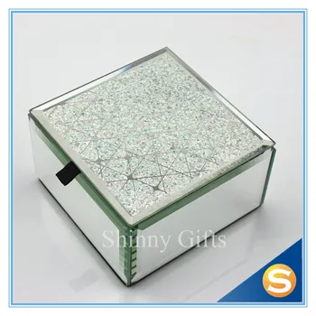 Lesklé Diamond Design Zrkadlové Sklo Šperky Box Trinket Box Svadobné Prospech