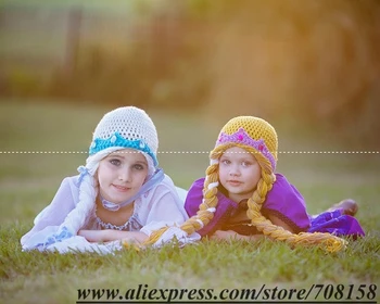 Doprava zadarmo, nové Háčkovanie Elsa klobúk, Anna klobúk,ručne háčkované detské klobúk čiapky . deti - pre dospelých veľkosť bavlna skladom