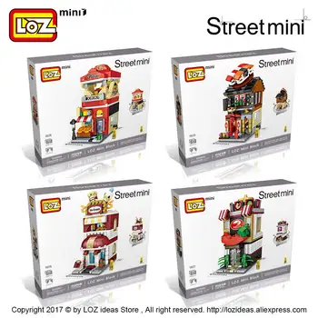LOZ Mini Bloky Stavebné Bloky Architektúry DIY Tehly Mesto Série Mini Street Model obchod Obchod Montáž Hračka Dieťa Darček 1625-1628
