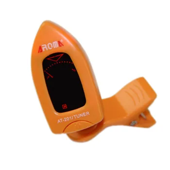 Aróma Mini Clip-on LCD Guitar Tuner 360 Stupňov Otočná Klip na Basovú Gitaru, Chromatické Husle a Drumbľa NA-201 Orange