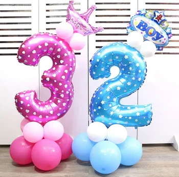 Veľké 30inch 1PC, ružové a modré číslo fóliové balóniky hliníkové hélium ballon Happy birthday party dekorácie, Svadobné globos dodávky