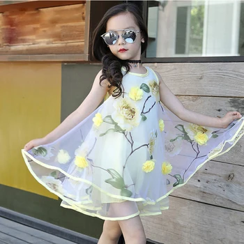 2018 Kvet dievčenské šaty Letné batoľa, dieťa dievčatá teens princezná šaty Módne Deti sarafan vestidos Deti Party Oblečenie